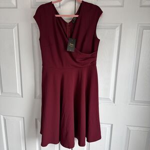 NWT Missmay Dress Women XL Sleeveless Wrap‎ Burgundy Back Zip